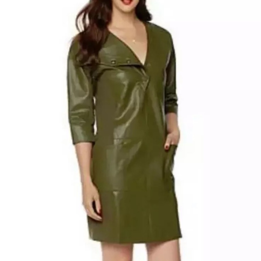 French Rendez Vous MixedMedia Leather SzL dress